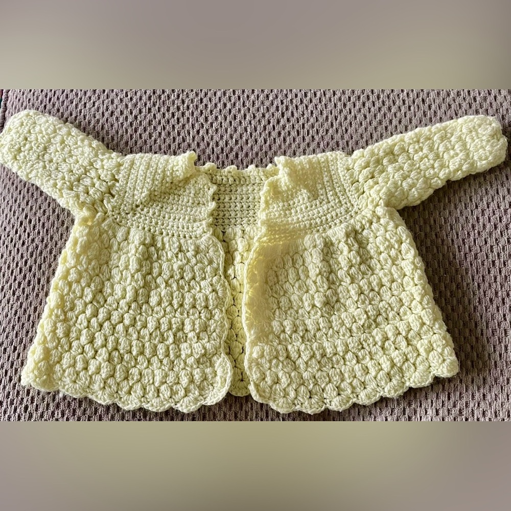 Sweet Soft Cozy Hand Crafted Yellow Baby Sweater